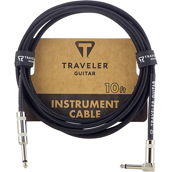 Traveler Guitar Traveler Guitar Braided Straight to Angle Instrument Cable 10 ft. Black