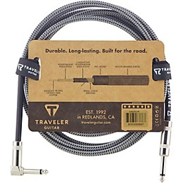 Traveler Guitar Traveler Guitar Braided Straight to Angle Instrument Cable 10 ft. Silver