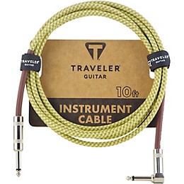 Traveler Guitar Traveler Guitar Braided Straight to Angle Instrument Cable 10 ft. Tweed