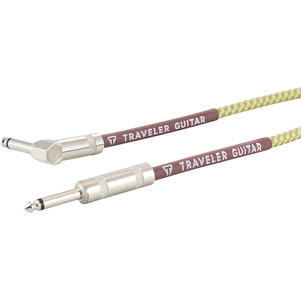 Traveler Guitar Traveler Guitar Braided Straight to Angle Instrument Cable 10 ft. Tweed