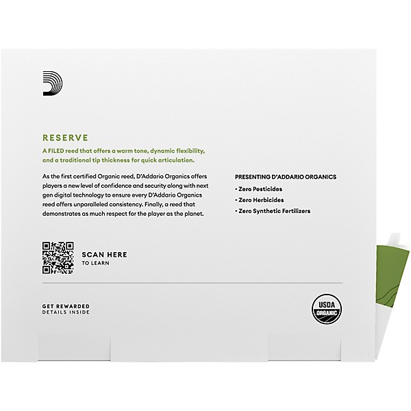 D'Addario Woodwinds Organic Reserve Alto Saxophone Reeds 3 25 Pack