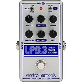 Electro-Harmonix LPB-3 Linear Power Booster & EQ Effect Pedal Silver and Blue