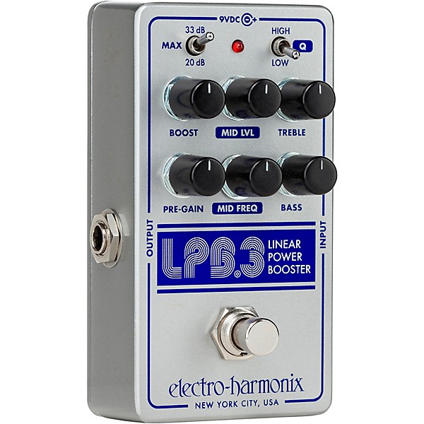 Electro-Harmonix LPB-3 Linear Power Booster & EQ Effect Pedal Silver and Blue