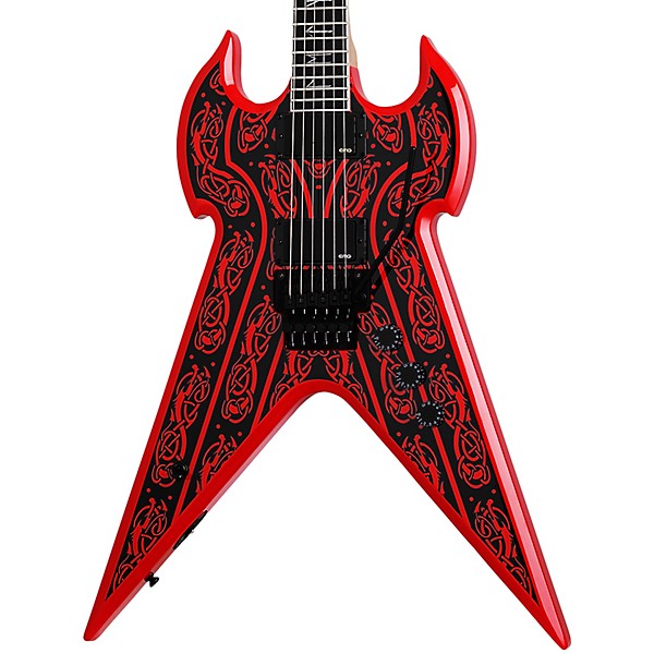 Wylde Audio Warhammer FR Norse Dragon Pinstripe Electric Guitar Red