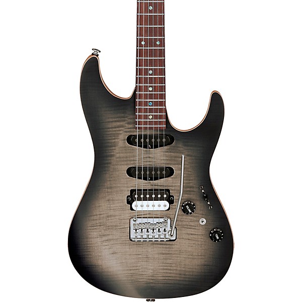 Ibanez Tom Quayle Signature 6str Electric Guitar Charcoal Black Burst Flat