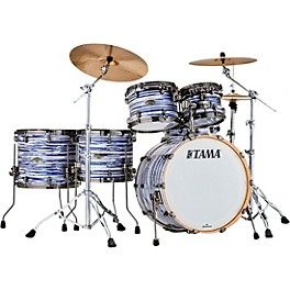 TA... TAMA Starclassic Walnut/Birch 5-Piece Shell Pack With 22" Bass Drum and Black Nickel Shell Hardware Blue & White Oyster