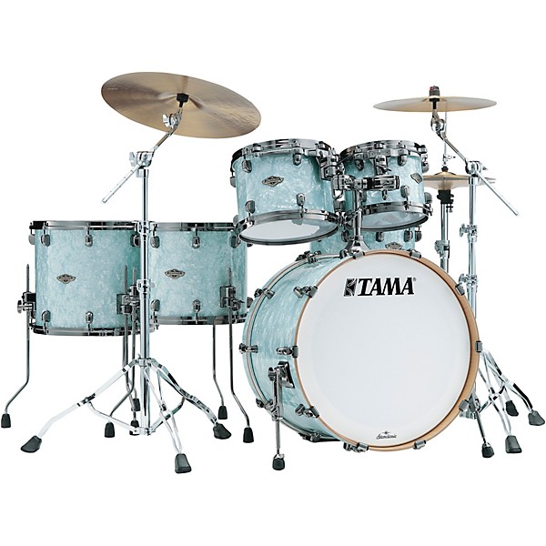 TAMA Starclassic Walnut/Birch 5-Piece Shell Pack With 22" Bass Drum and Black Nickel Shell Hardware Ice Blue Pearl