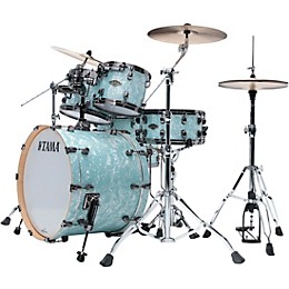 TAMA Starclassic Walnut/Birch 5-Piece Shell Pack With 22" Bass Drum and Black Nickel Shell Hardware Ice Blue Pearl