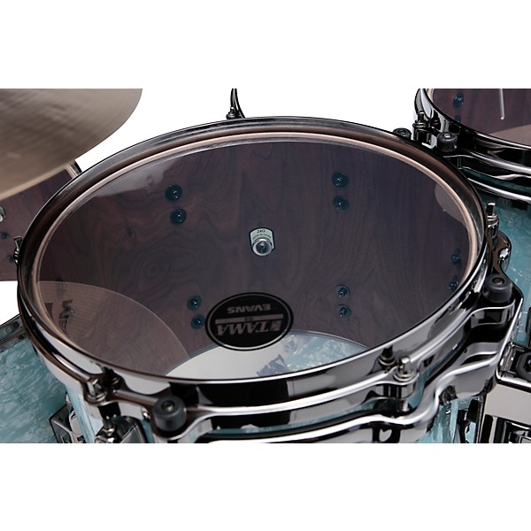 TAMA Starclassic Walnut/Birch 5-Piece Shell Pack With 22" Bass Drum and Black Nickel Shell Hardware Ice Blue Pearl