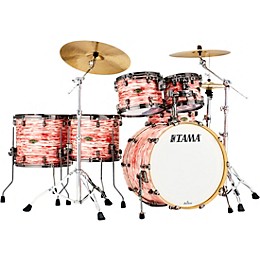 TAMA Starclassic Walnut/Birch 5-Piece Shell Pack With 22" Bass Drum and Black Nickel Shell Hardware Red & White Oyster