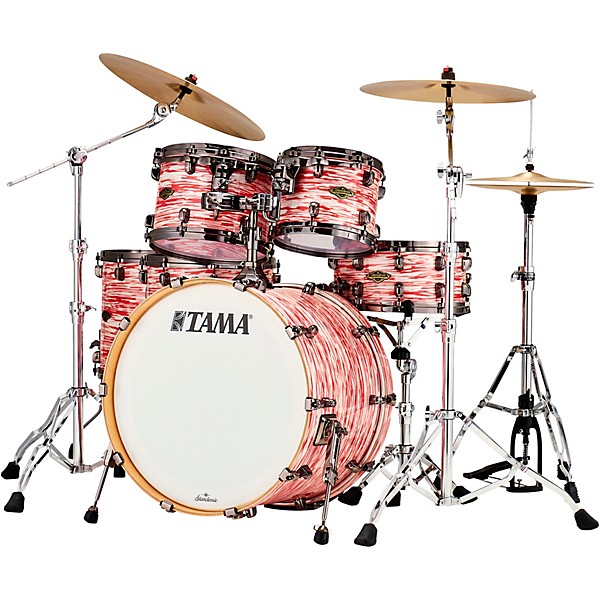 TAMA Starclassic Walnut/Birch 5-Piece Shell Pack With 22" Bass Drum and Black Nickel Shell Hardware Red & White Oyster