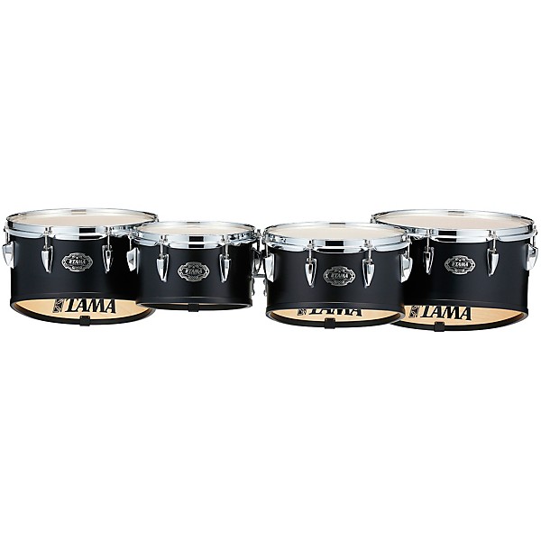 Tama Marching Fieldstar Marching Tenor Drums, Quad with Power Cut, Satin Black 10, 12, 13, 14 in.