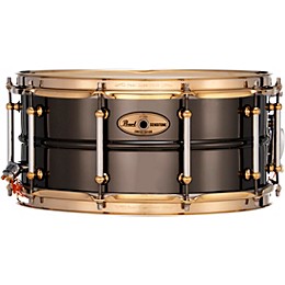 Pearl Sensitone Limited-Edition Nickel-Plated Black Brass Snare Drum With Gold-Plated SuperHoop II Triple-Flanged Hoops 14 x 6.5 in.