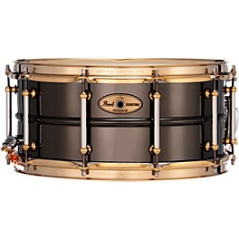 Pearl Sensitone Limited-Edition Nickel-Plated Black Brass Snare Drum With Gold-Plated SuperHoop II Triple-Flanged Hoops 14...