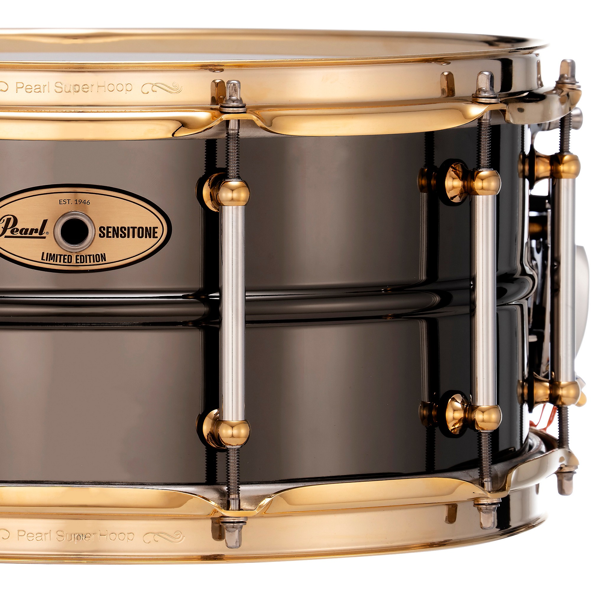 Pearlスネアドラム 13 BrassShell SensiTone Pearl Sensitone Limited-Edition Nickel-Plated Black Brass