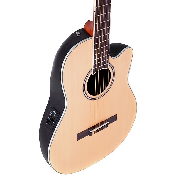 Applause AB24CS-4S Traditional Series Mid-Depth Spruce Nylon-String Classical Acoustic-Electric Guitar Natural