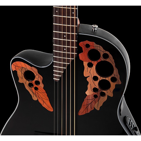 Ovation CE44L Celebrity Series Elite Mid-Depth Left-Handed Acoustic-Electric Guitar Black