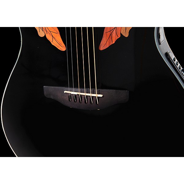 Ovation CE44L Celebrity Series Elite Mid-Depth Left-Handed Acoustic-Electric Guitar Black