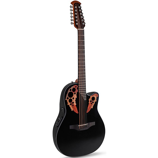 Ovation CE4412-5-G Celebrity Series Elite Mid-Depth 12-String Acoustic-Electric Guitar Black