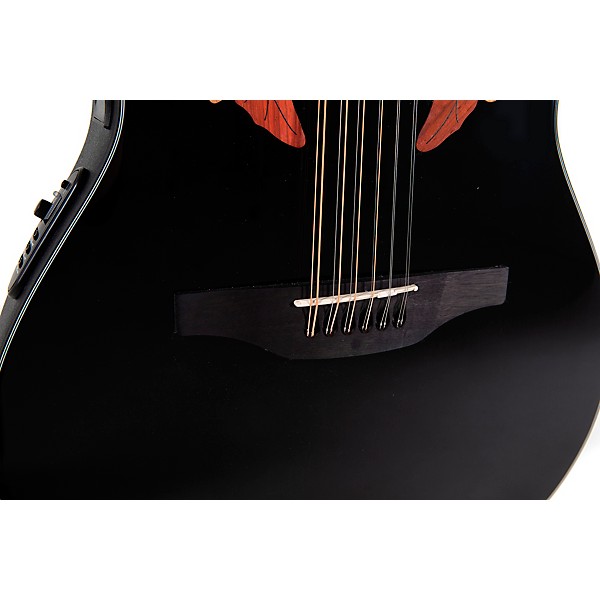 Ovation CE4412-5-G Celebrity Series Elite Mid-Depth 12-String Acoustic-Electric Guitar Black