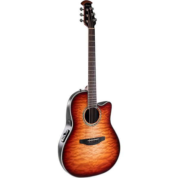 Ovation CS24X-7C Celebrity Series Traditional Plus Mid-Depth Acoustic-Electric Guitar Cognac Burst