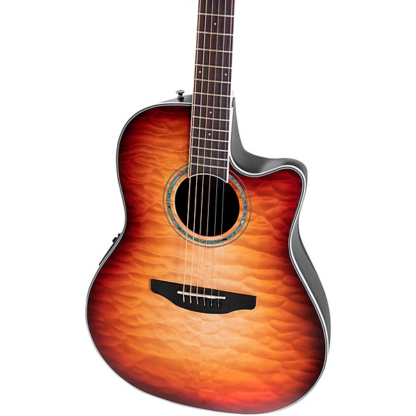 Ovation CS24X-7C Celebrity Series Traditional Plus Mid-Depth Acoustic-Electric Guitar Cognac Burst