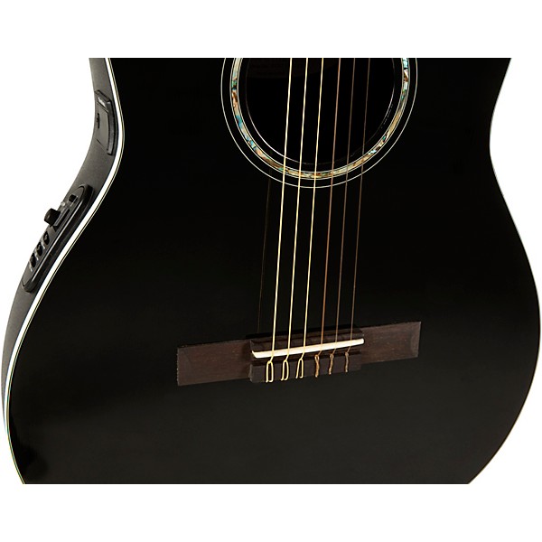 Ovation CS24C Celebrity Series Traditional Mid-Depth Nylon-String Classical Acoustic-Electric Guitar Black