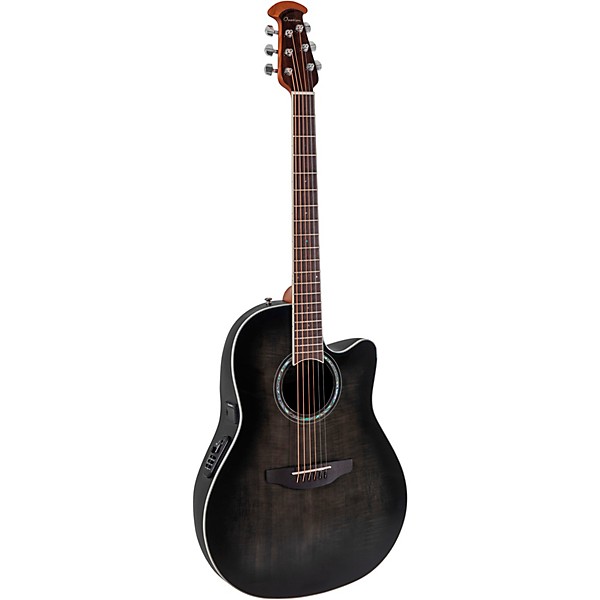 Ovation CS24P Celebrity Series Traditional Plus Mid-Depth Acoustic-Electric Guitar Transparent Blackburst Flame