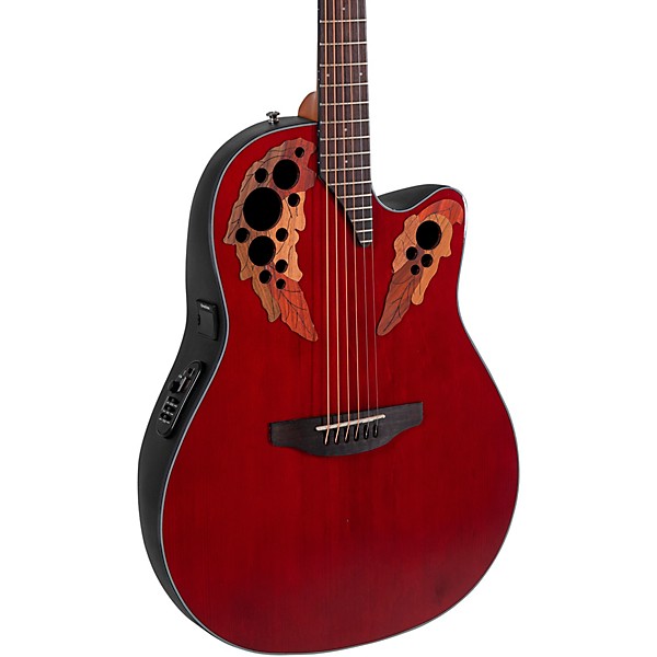 Ovation CE44 Celebrity Series Elite Mid-Depth Acoustic-Electric Guitar Ruby Red