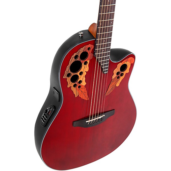 Ovation CE44 Celebrity Series Elite Mid-Depth Acoustic-Electric Guitar Ruby Red