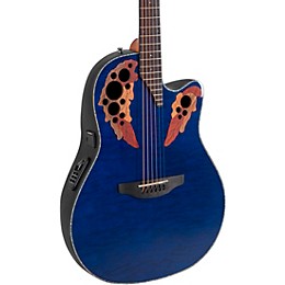 Ovation CE44P Celebrity Series Elite Plus Mid-Depth Acoustic-Electric Guitar Blue Transparent Quilt