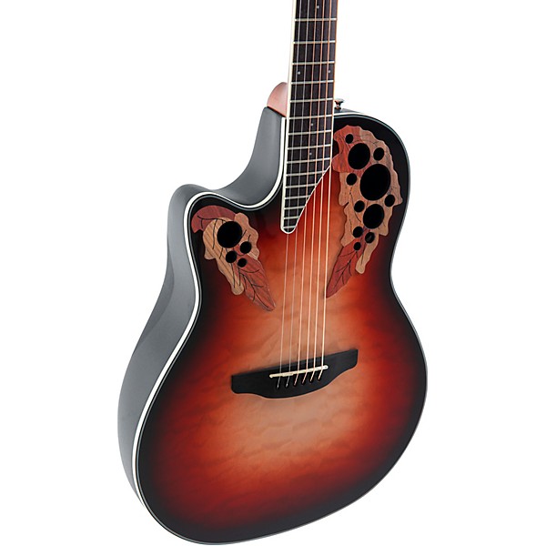 Ovation CE44LX-1R-G Celebrity Series Elite Plus Mid-Depth Left-Handed Acoustic-Electric Guitar Ruby Burst