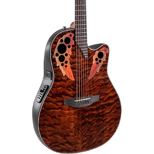 Ovation CE44P Celebrity Series Elite Plus Mid-Depth Acoustic-Electric Guitar Dark Tiger Eye