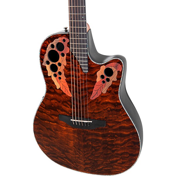 Ovation CE44P Celebrity Series Elite Plus Mid-Depth Acoustic-Electric Guitar Dark Tiger Eye
