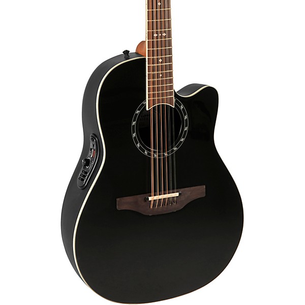 Ovation 2751AX-5-G Pro Series Standard Balladeer Deep Contour 12-String Acoustic-Electric Guitar Black