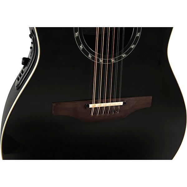 Ovation 2751AX-5-G Pro Series Standard Balladeer Deep Contour 12-String Acoustic-Electric Guitar Black