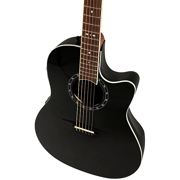 Ovation 2771AX Pro Series Standard Balladeer Deep Contour Acoustic-Electric Guitar Black