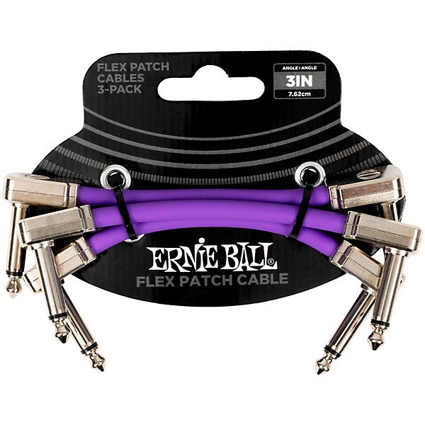 Ernie Ball Flex Patch Cable - 3 Pack 3 in. Purple