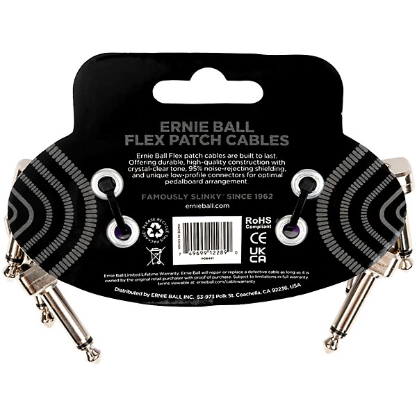 Ernie Ball Flex Patch Cable - 3 Pack 3 in. Purple