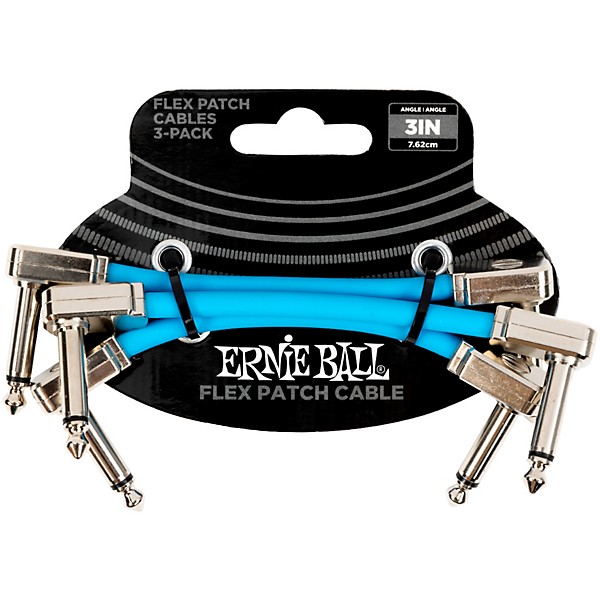 Ernie Ball Flex Patch Cable - 3 Pack 3 in. Blue