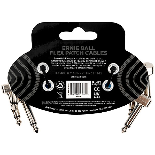 Ernie Ball Flex Patch Cable - 3 Pack 3 in. Blue