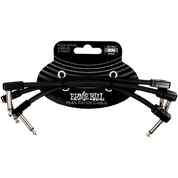 Ernie Ball Flex Patch Cable - 3 Pack 6 in. Black