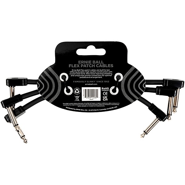 Ernie Ball Flex Patch Cable - 3 Pack 6 in. Black