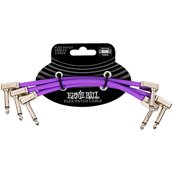 Ernie Ball Flex Patch Cable - 3 Pack 6 in. Purple