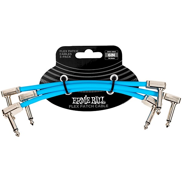 Ernie Ball Flex Patch Cable - 3 Pack 6 in. Blue