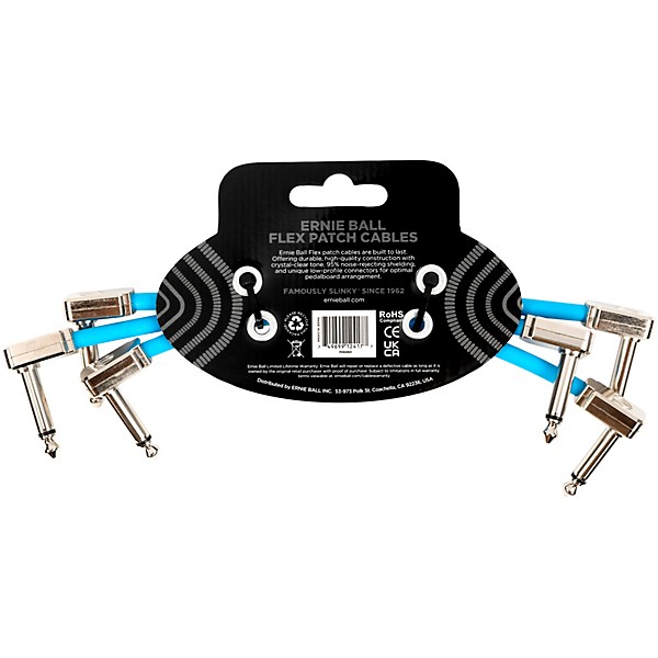 Ernie Ball Flex Patch Cable - 3 Pack 6 in. Blue