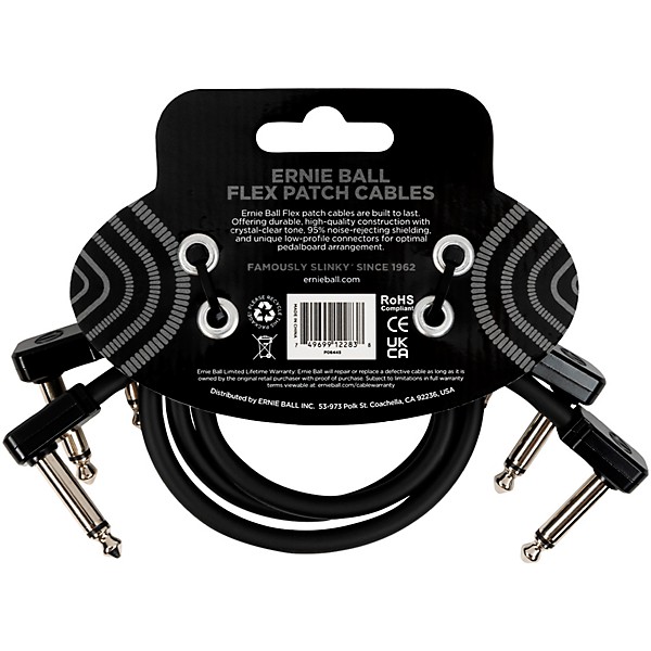 Ernie Ball Flex Patch Cable - 3 Pack 12 in. Black