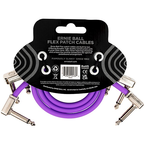 Ernie Ball Flex Patch Cable - 3 Pack 12 in. Purple