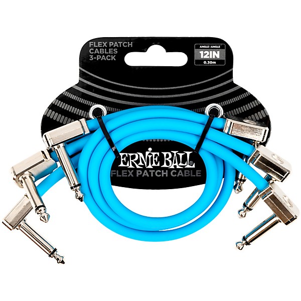 Ernie Ball Flex Patch Cable - 3 Pack 12 in. Blue