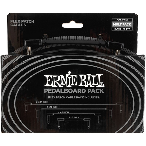 Ernie Ball Flex Patch Cables Pedalboard Multi-Pack Black